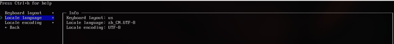 右侧Info框内为当前的设置信息